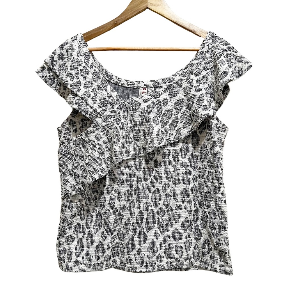 Dolan Left Coast Leopard Ruffle Top M Made USA Asym Hem Indie Chic